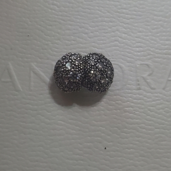 Pandora PAVE CZ BALL CLASP CLIP CHARMS  AUTHENTIC Imprint S925 ALE Retired - Picture 4 of 8